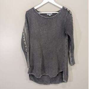 PBJ Blues Gray Waffle Knit Tunic Shirt High Lo Grunge Y2K Slouchy Boho - Size M